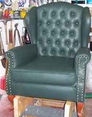 South American Chair Tufted in Green Leather